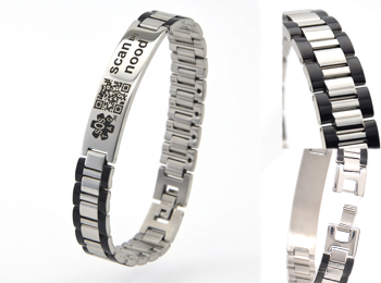 sos armband  zwart zilver -smal- (121)